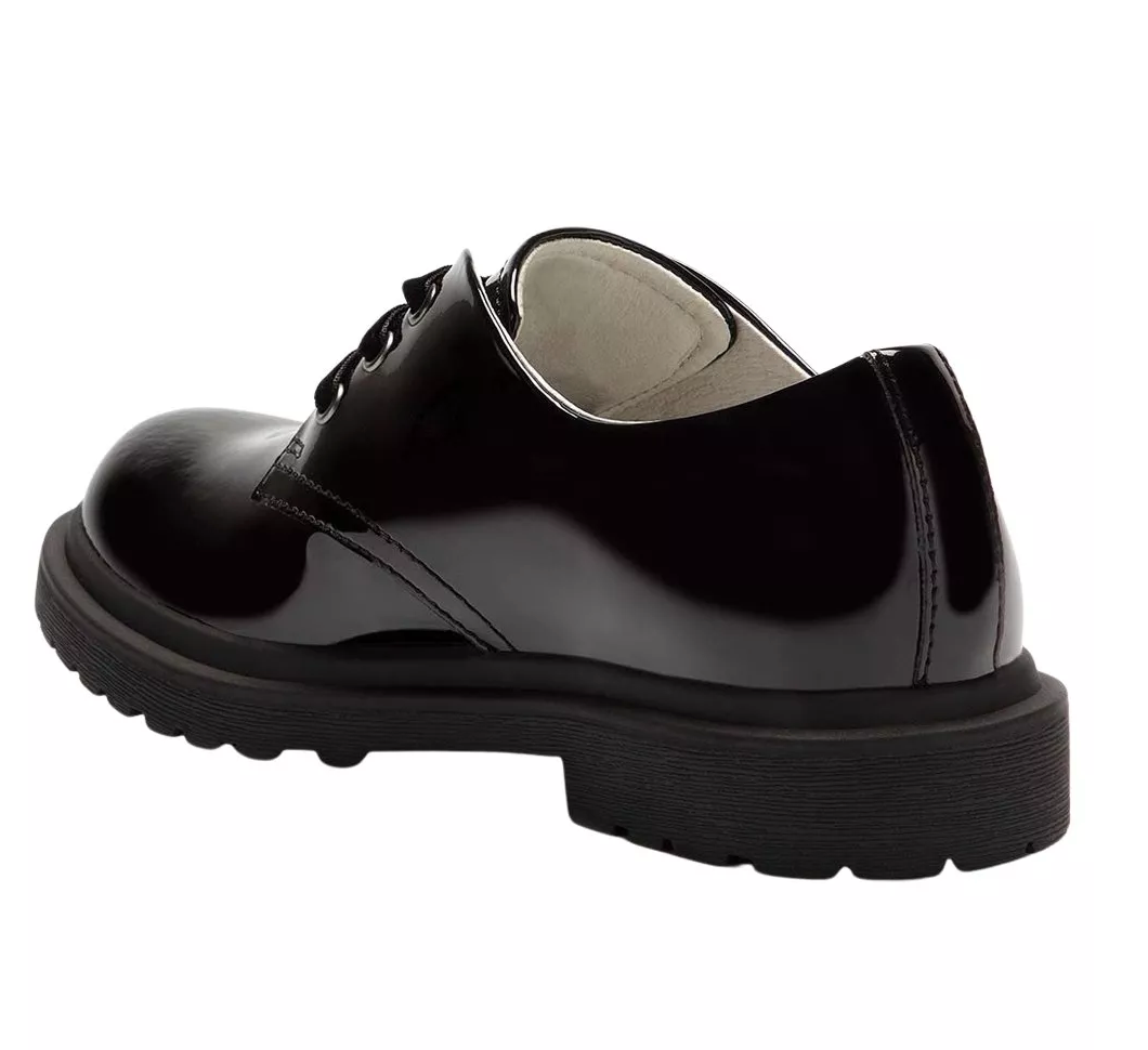 Miss LK  by Lelli Kelly Older Girls Elaine Black Patent Lace Up Girls School Shoes