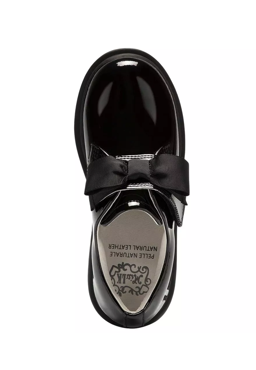 Miss LK  Lelli Kelly Faye Girls Black Patent Bow School Shoes