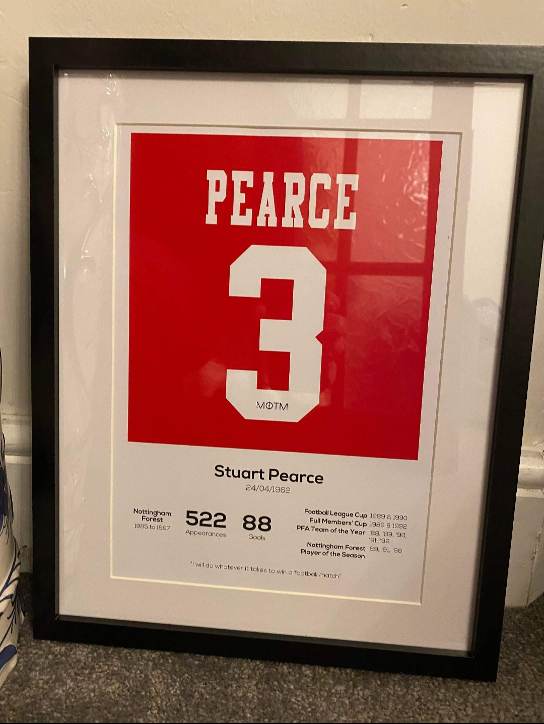 Stuart Pearce Legend Stats Print