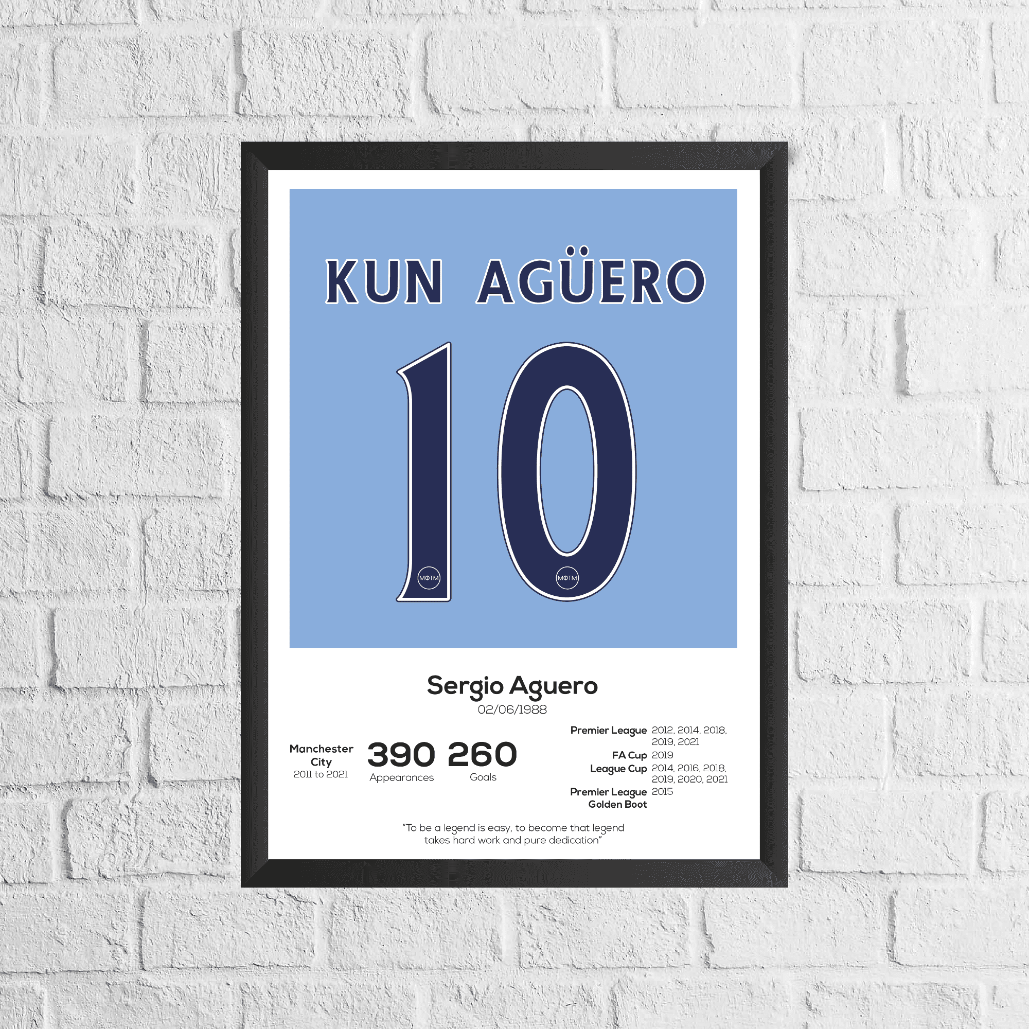 Sergio Aguero Legend Stats Print