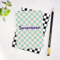 Seventeen Checkerboard Birthday Card for 17th Celebrations