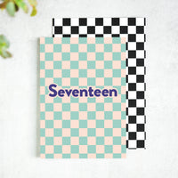 Seventeen Checkerboard Birthday Card for 17th Celebrations