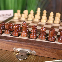 Shatranj 14cm Handcrafted Folding Wooden Chess Set