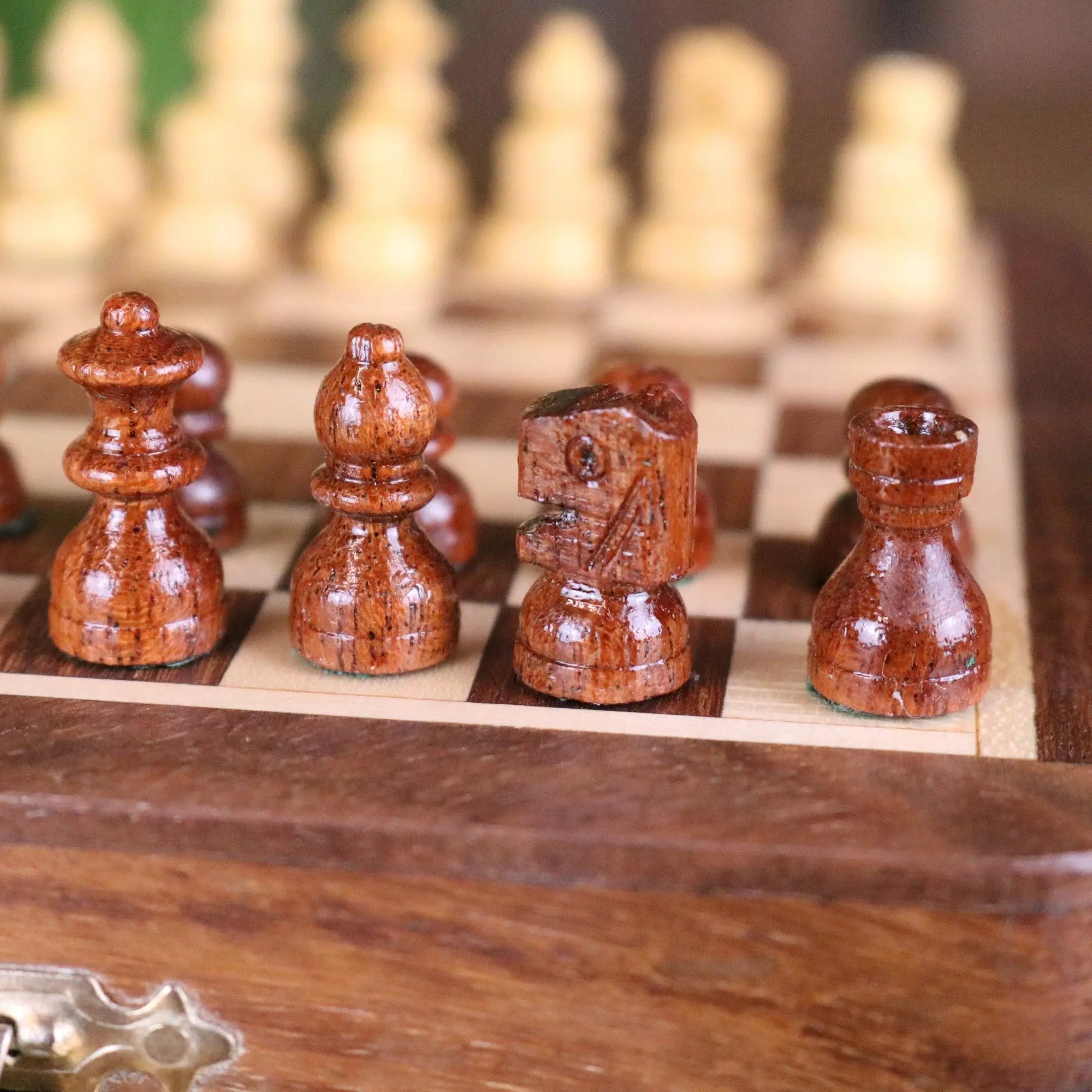Shatranj 14cm Handcrafted Folding Wooden Chess Set