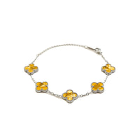 Silver Pearl Clover Bracelet (Apricot)