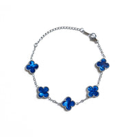 Silver Pearl Clover Bracelet (Navy)