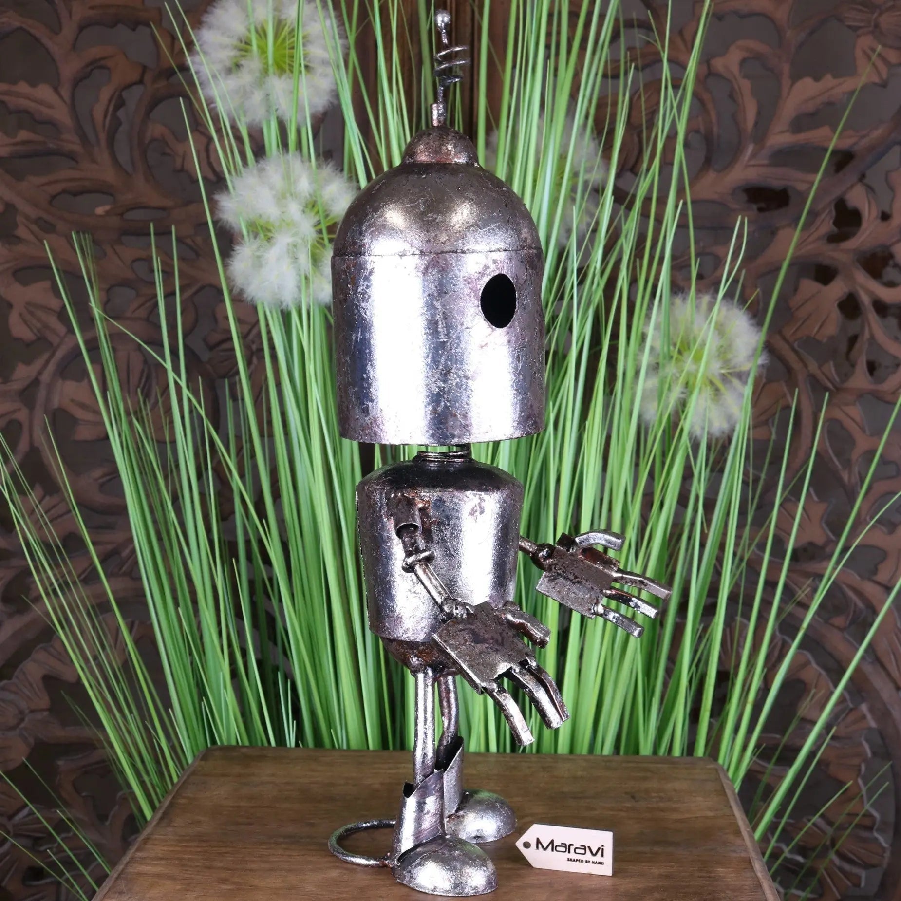 Silver Robot Ornament Springy Bobble Head