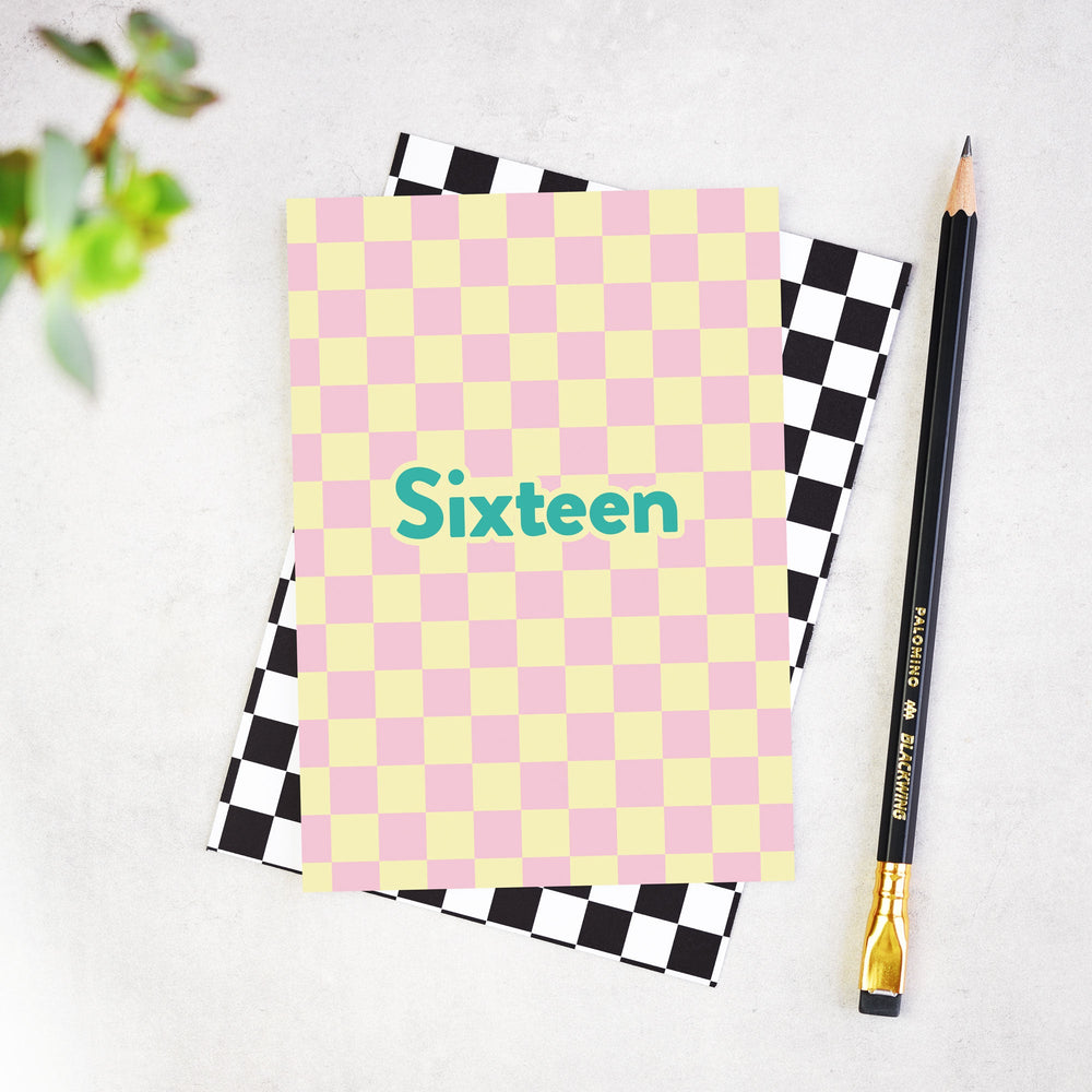 Stylish Checkerboard 16th Birthday Card for a Memorable Celebration