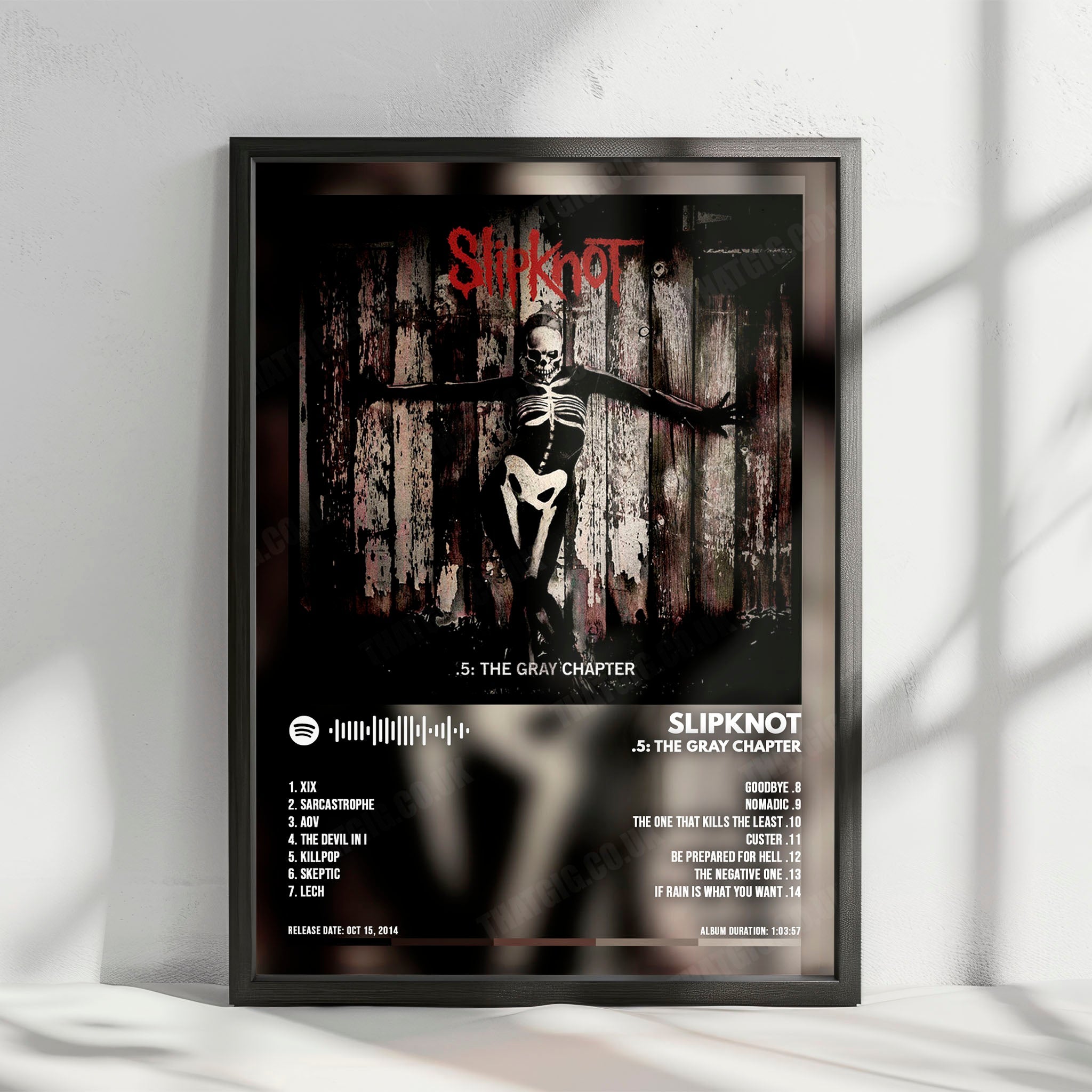 Slipknot ".5: The Gray Chapter  " Album Cover Poster - with Complete Tracklist