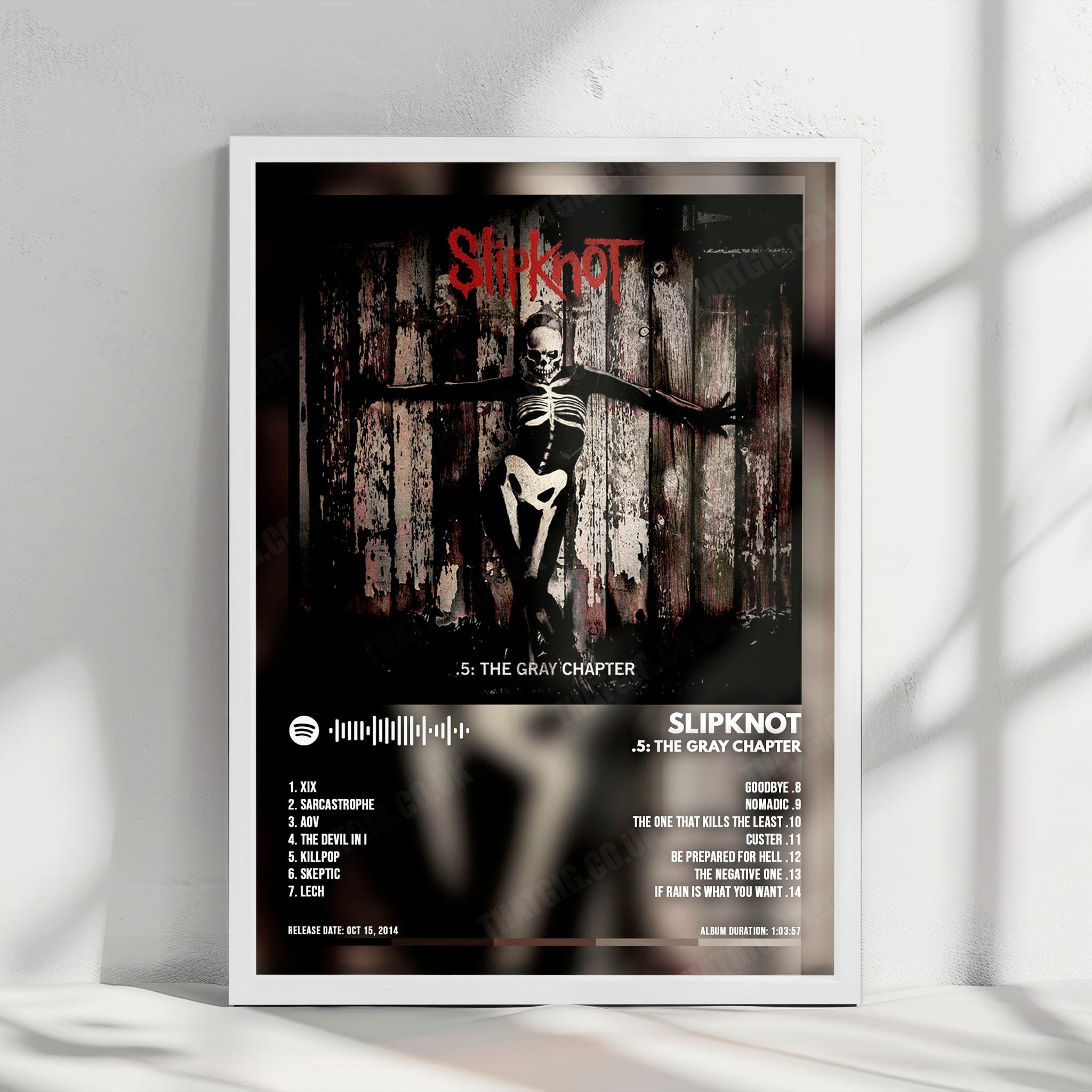 Slipknot ".5: The Gray Chapter  " Album Cover Poster - with Complete Tracklist