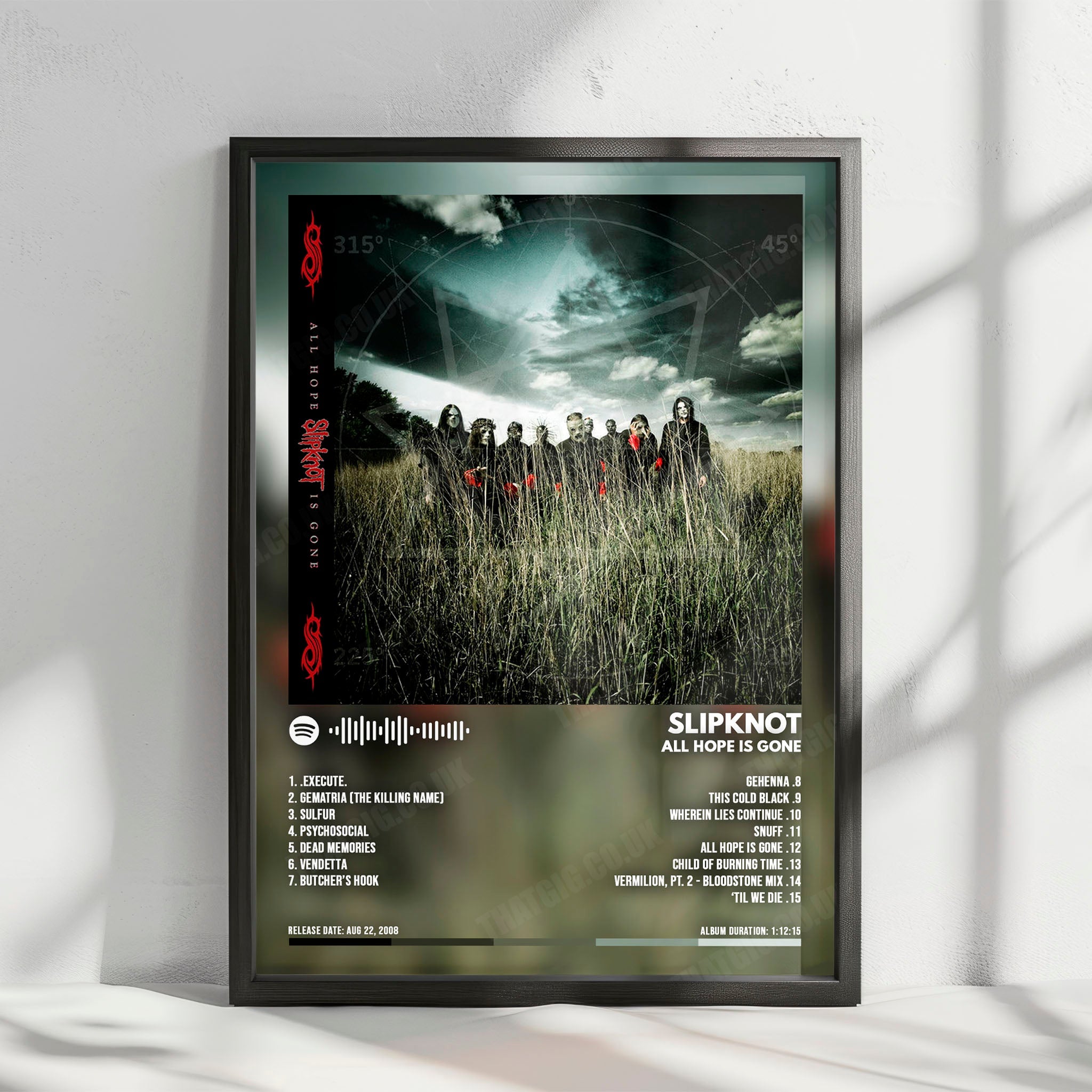 Slipknot "All Hope Is Gone  " Album Cover Poster - with Complete Tracklist