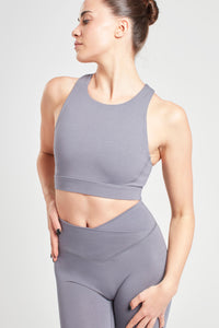 High Neck Sports Bra - Pearl Grey