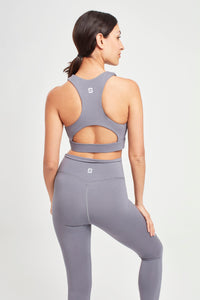 High Neck Sports Bra - Pearl Grey