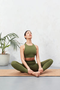 High Neck Sports Bra - Earth Khaki