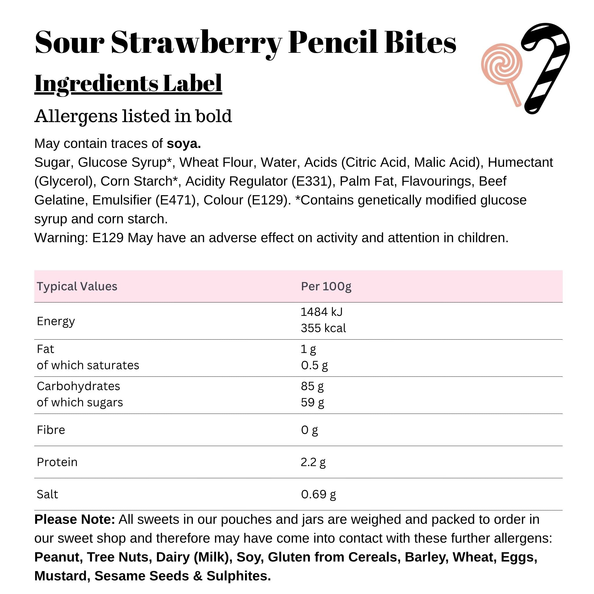 Sour Strawberry Pencil Bites