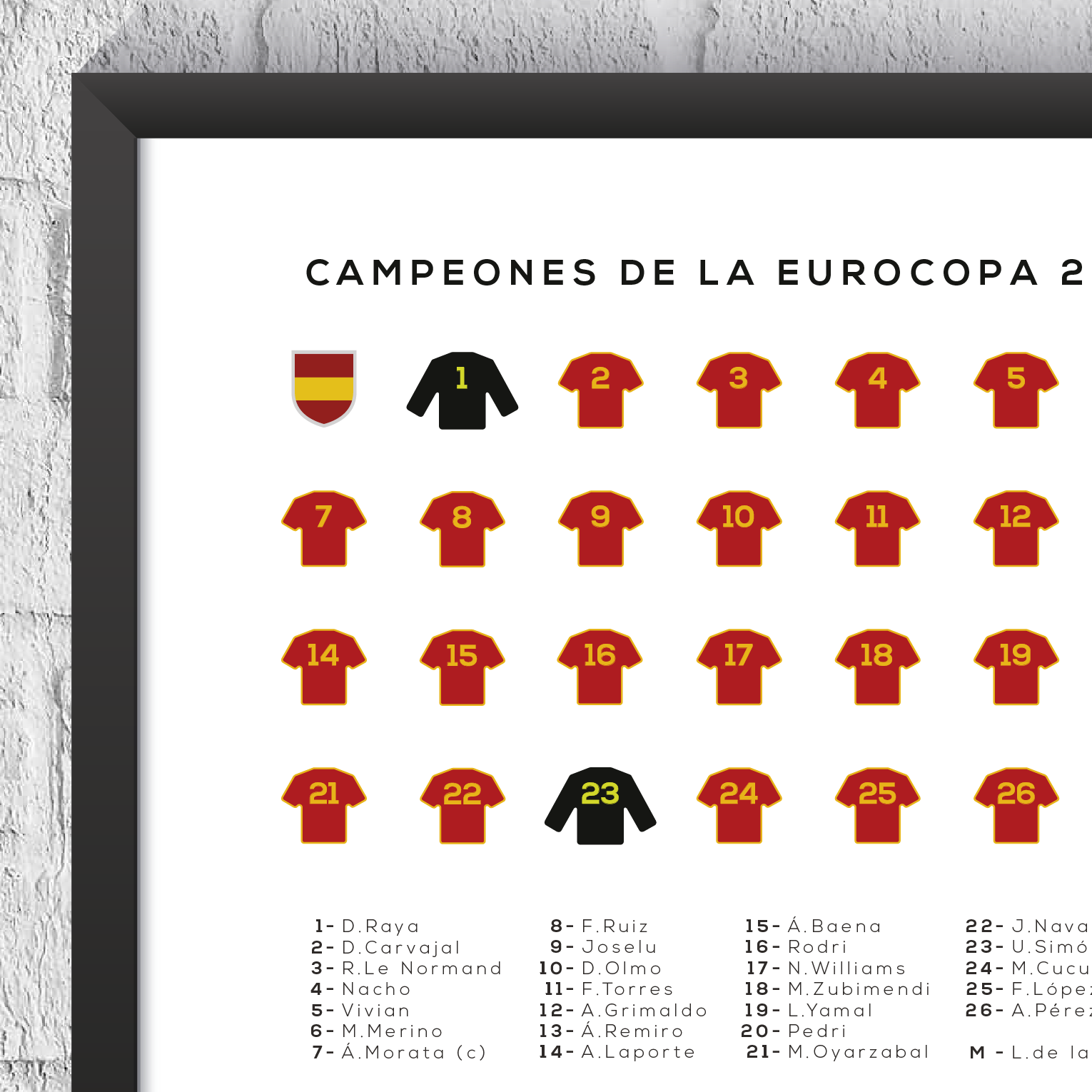 Spain Euro 2024 Winners Squad Print