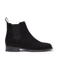 Women's Black Suede Chelsea Boots, Welted Leather Sole