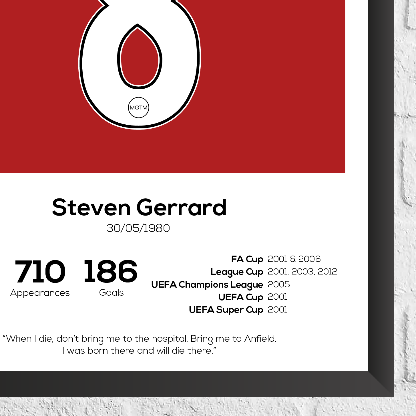 Steven Gerrard Legend Stats Print