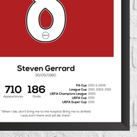 Steven Gerrard Legend Stats Print