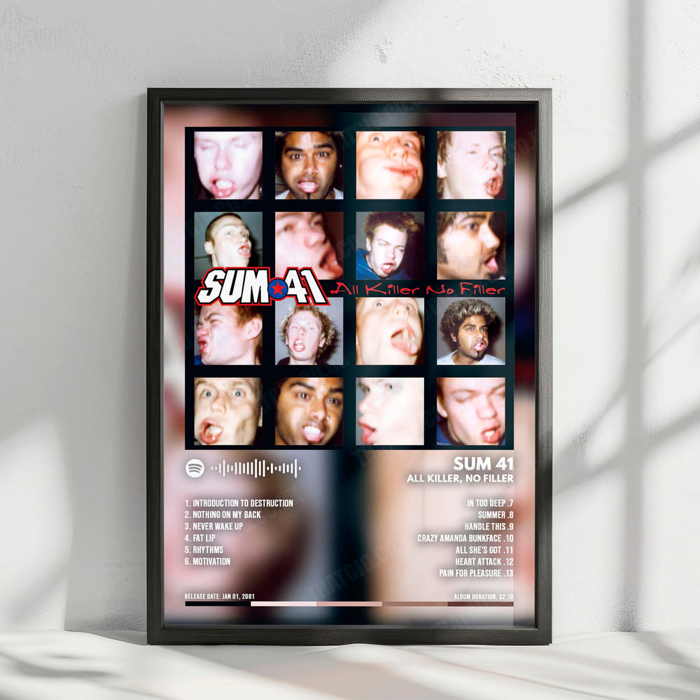 Sum 41 "All Killer No Filler  " Album Cover Poster - with Complete Tracklist