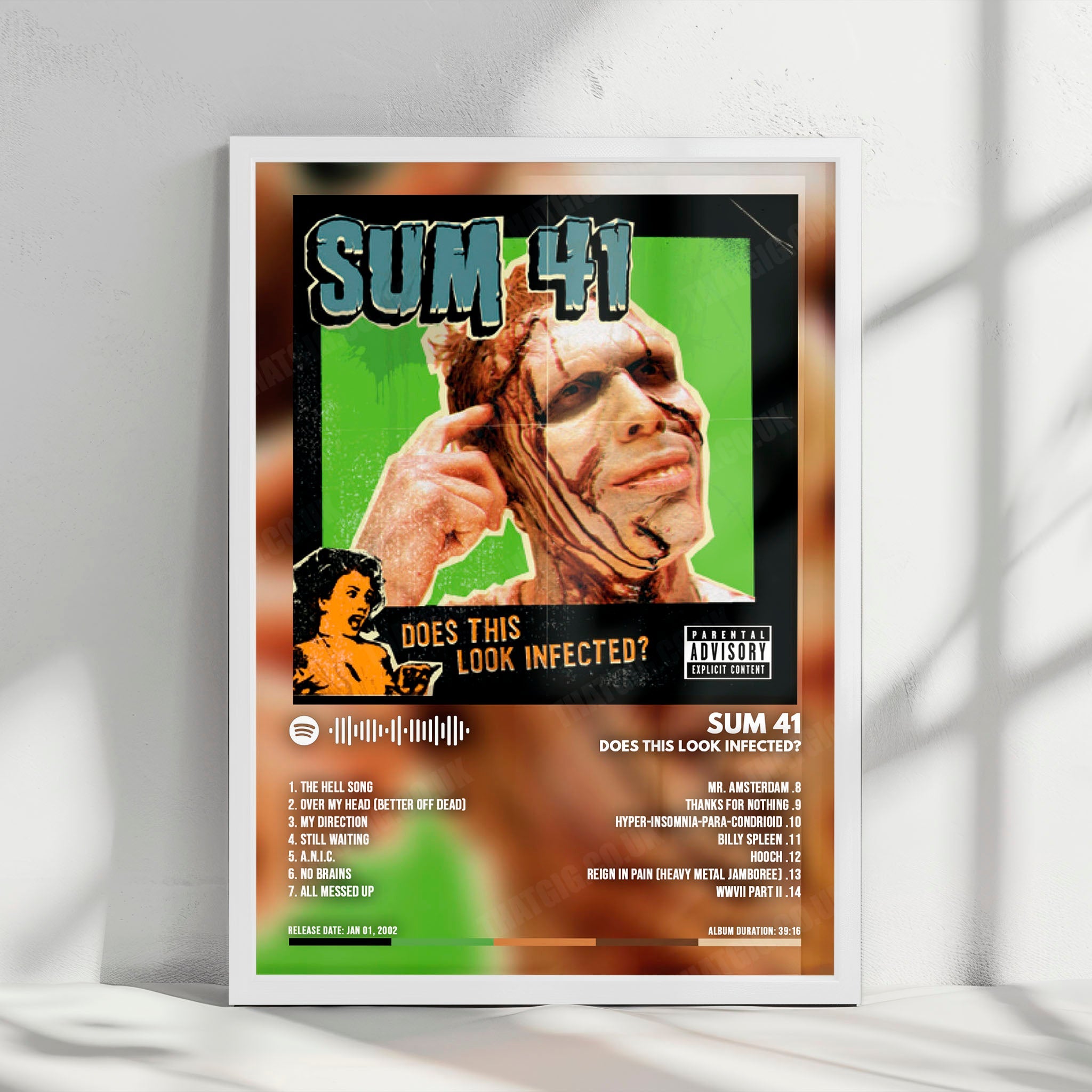 Sum 41 "Does This Look Infected?  " Album Cover Poster - with Complete Tracklist
