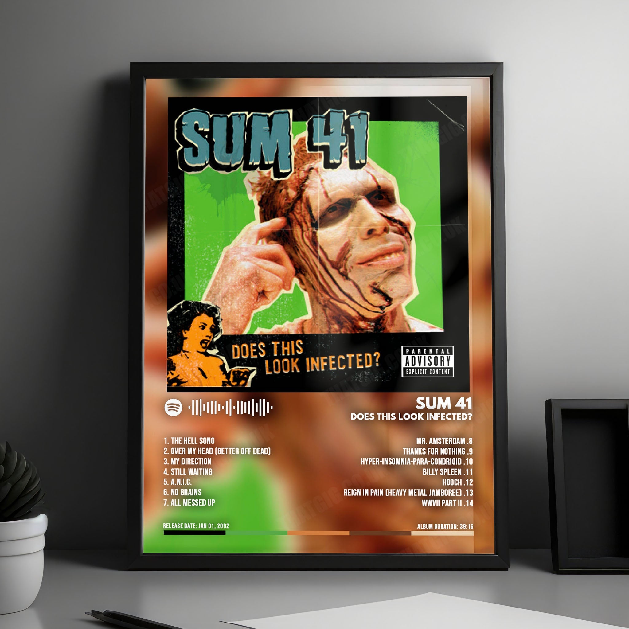 Sum 41 "Does This Look Infected?  " Album Cover Poster - with Complete Tracklist