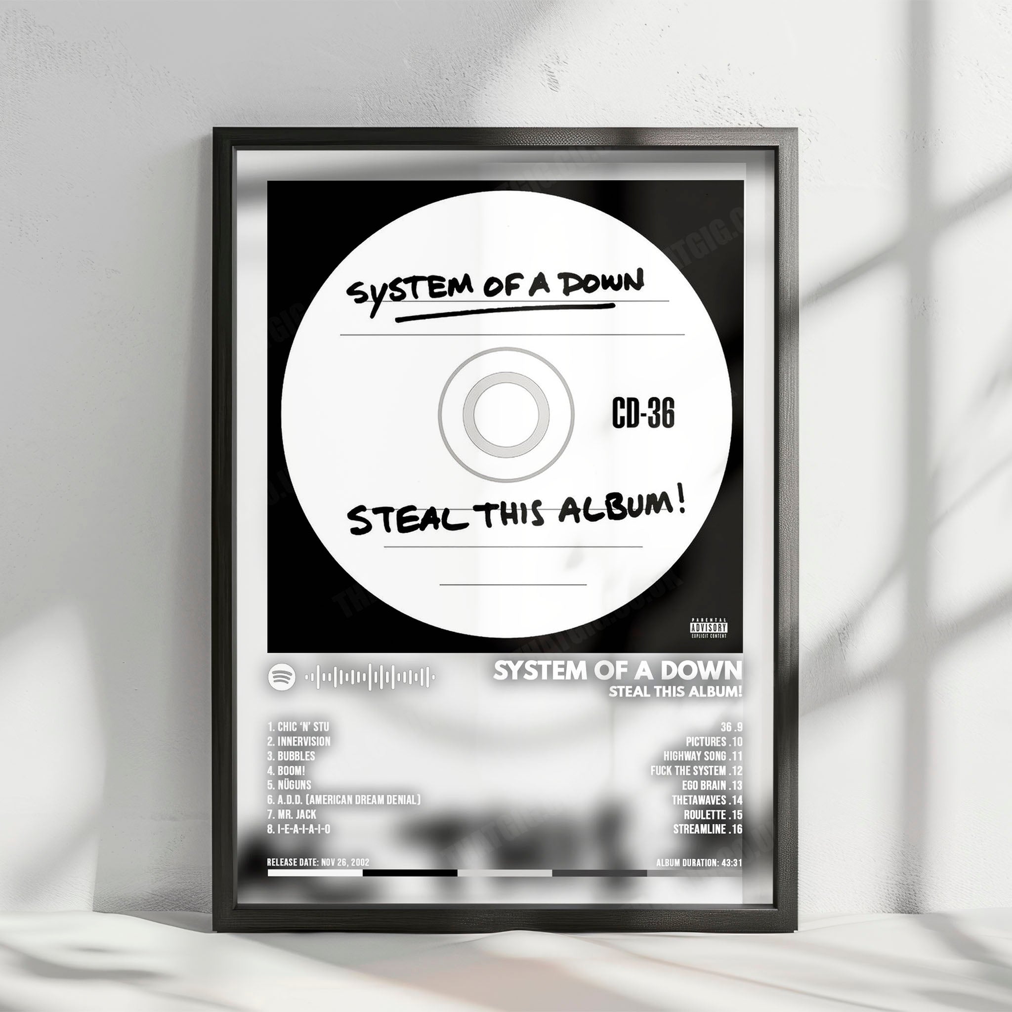 System of a Down "Steal This Album!  " Album Cover Poster - with Complete Tracklist