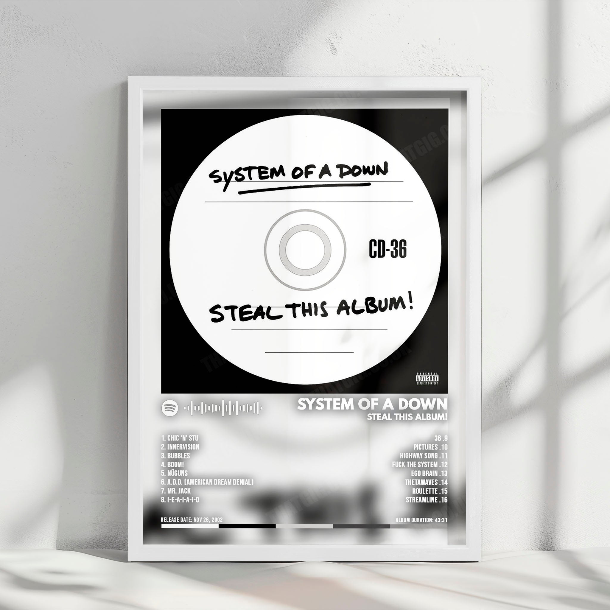 System of a Down "Steal This Album!  " Album Cover Poster - with Complete Tracklist