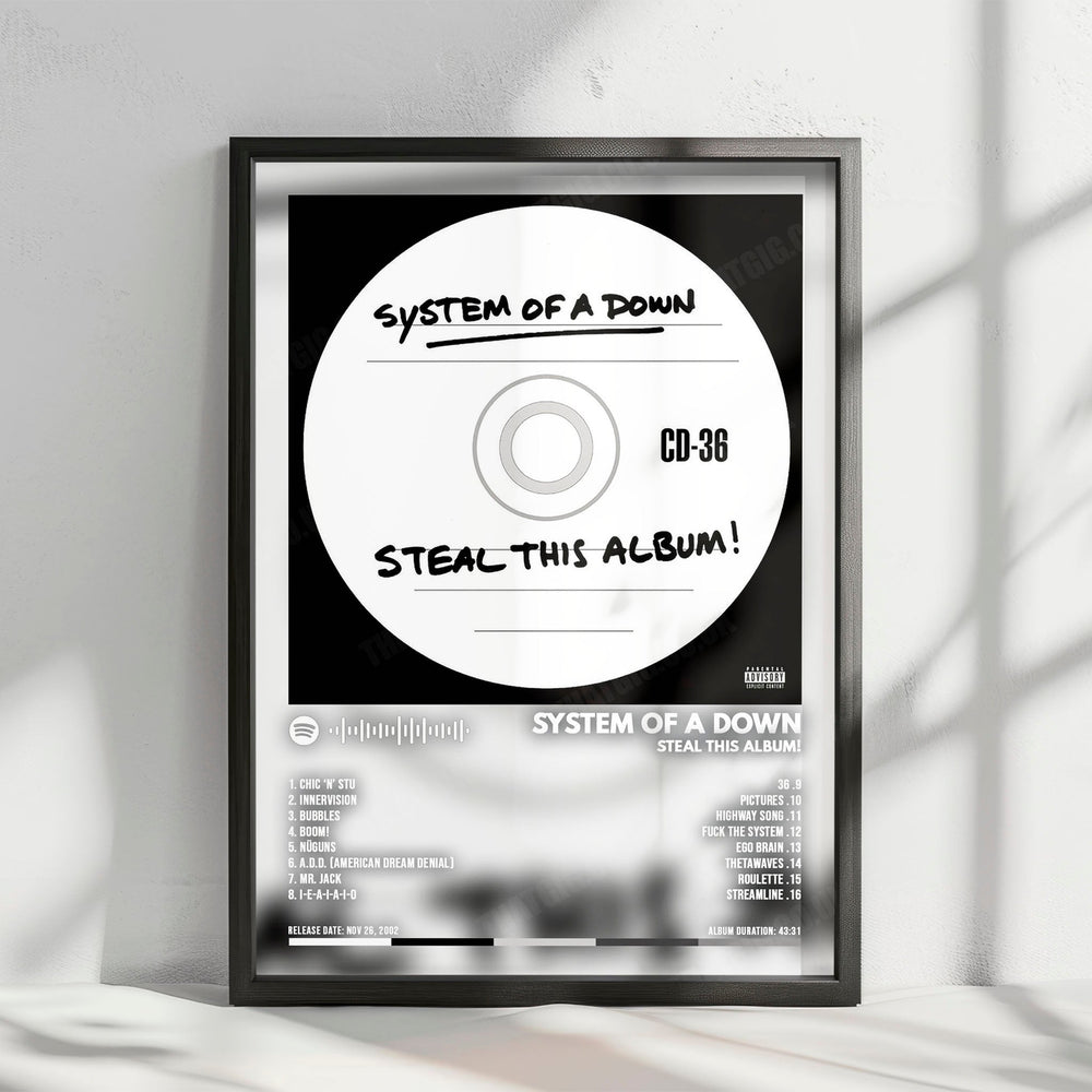System of a Down "Steal This Album!  " Album Cover Poster - with Complete Tracklist