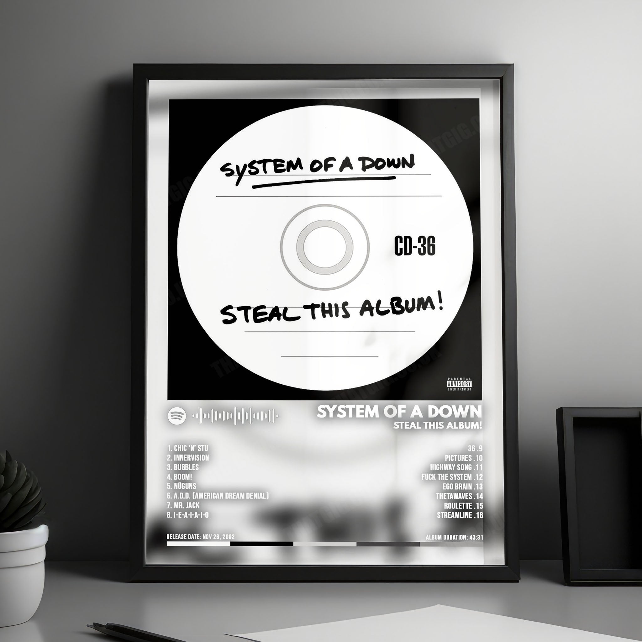 System of a Down "Steal This Album!  " Album Cover Poster - with Complete Tracklist