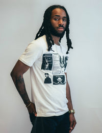 T-Shirt with Printed Patches in Ecru