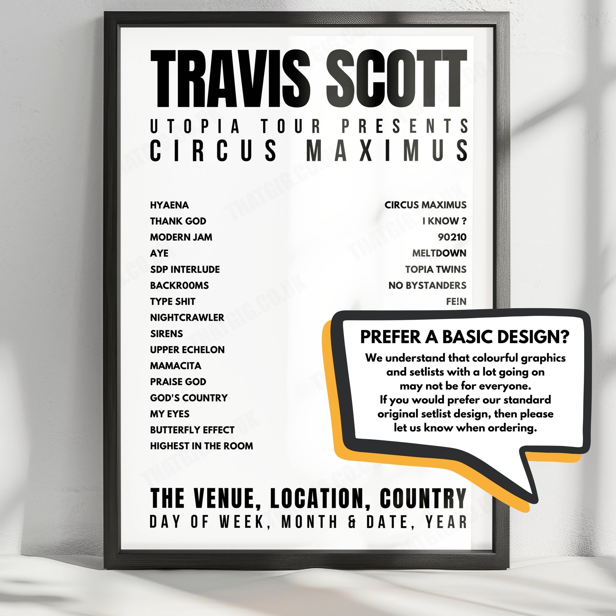 Travis Scott Setlist Poster - RheinEnergieStadion, Cologne - July 20th, 2024