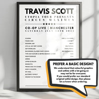 Travis Scott Setlist Poster - MetLife Stadium, East Rutherford, USA - October 9th, 2024