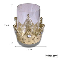 Talika Crown Candle Holder Duo in Antique Gold