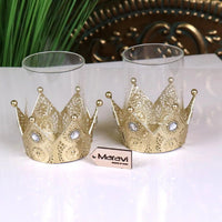 Talika Crown Candle Holder Duo in Antique Gold