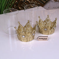 Talika Crown Candle Holder Duo in Antique Gold
