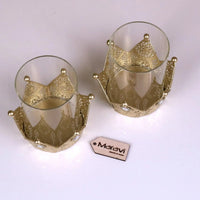Talika Crown Candle Holder Duo in Antique Gold