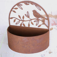 Tanu Rustic Wall Mounted Metal Planter Set with Bird Cut-Outs