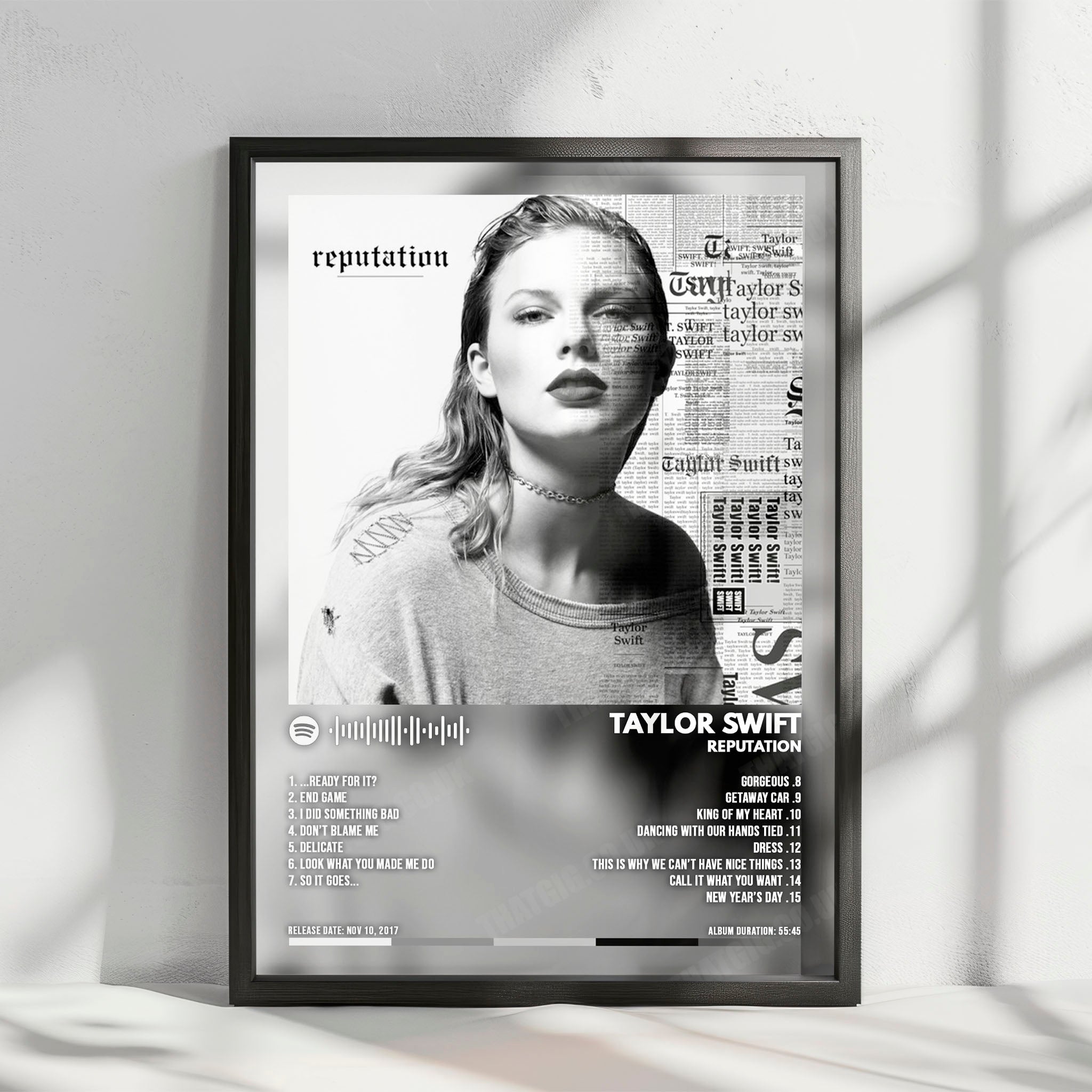 Taylor Swift - "Reputation" Album Cover Poster - with Complete Tracklist
