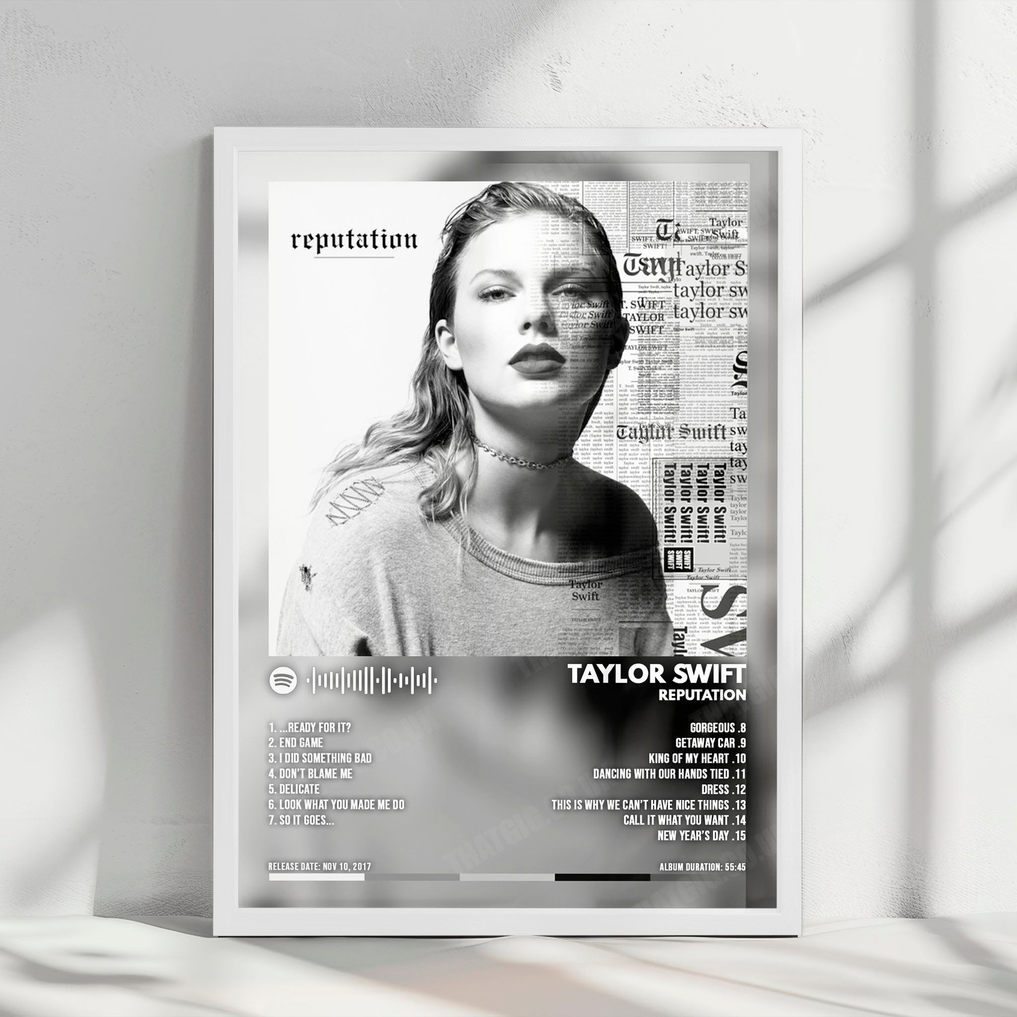 Taylor Swift - "Reputation" Album Cover Poster - with Complete Tracklist