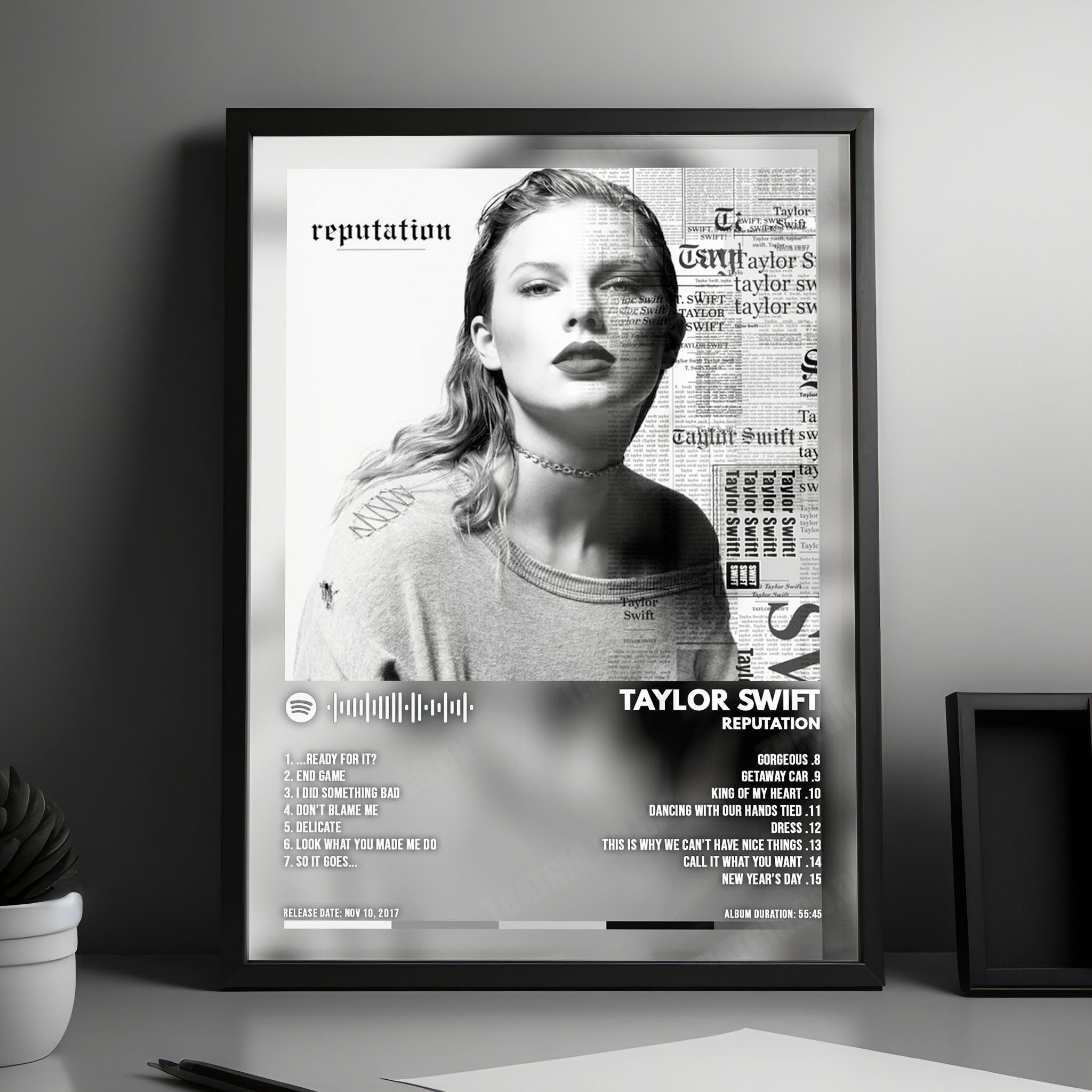 Taylor Swift - "Reputation" Album Cover Poster - with Complete Tracklist