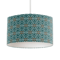 Teal and White Geometric Semi-Circle Design Lampshade, Ceiling or Table Lamp Shade