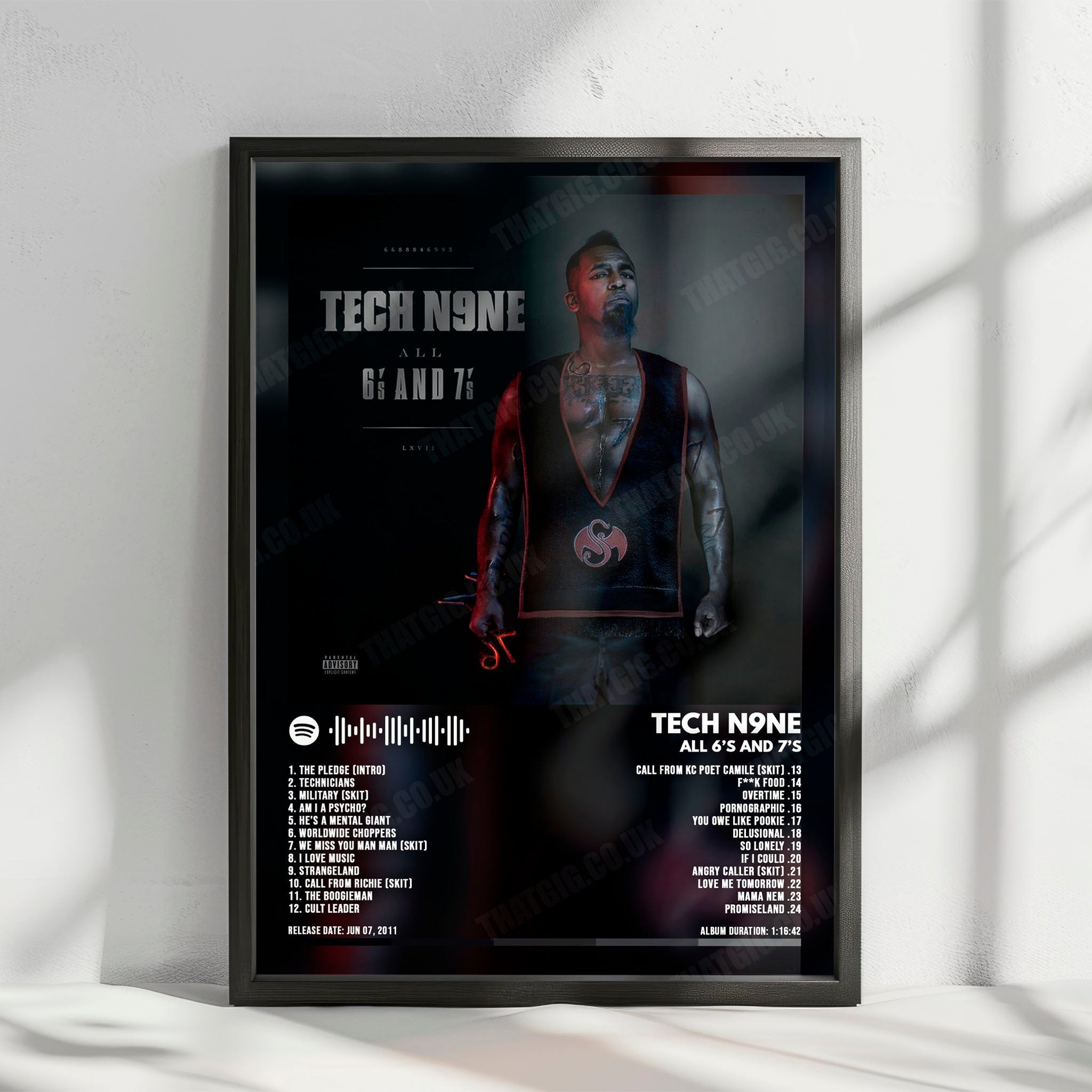 Tech N9ne "All 6's and 7's  " Album Cover Poster - with Complete Tracklist