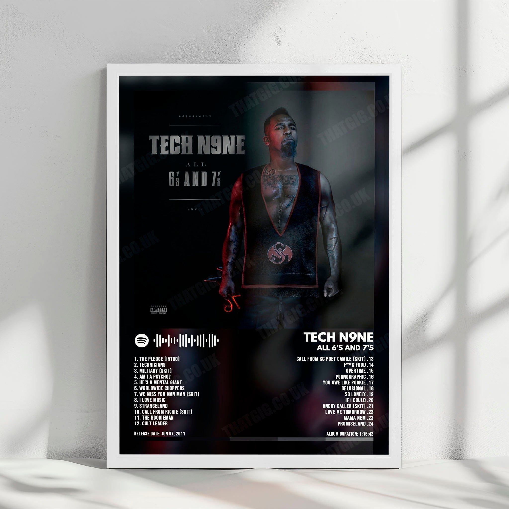 Tech N9ne "All 6's and 7's  " Album Cover Poster - with Complete Tracklist