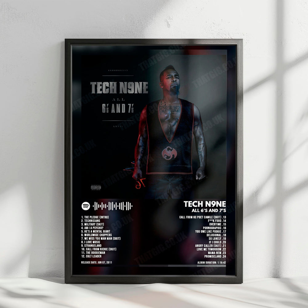Tech N9ne "All 6's and 7's  " Album Cover Poster - with Complete Tracklist