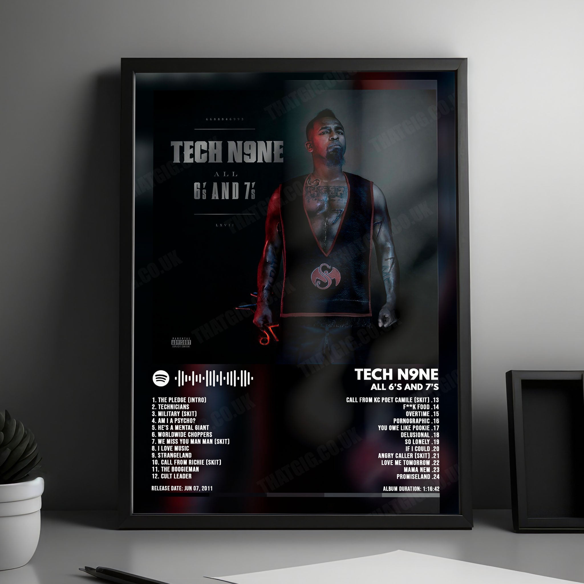 Tech N9ne "All 6's and 7's  " Album Cover Poster - with Complete Tracklist