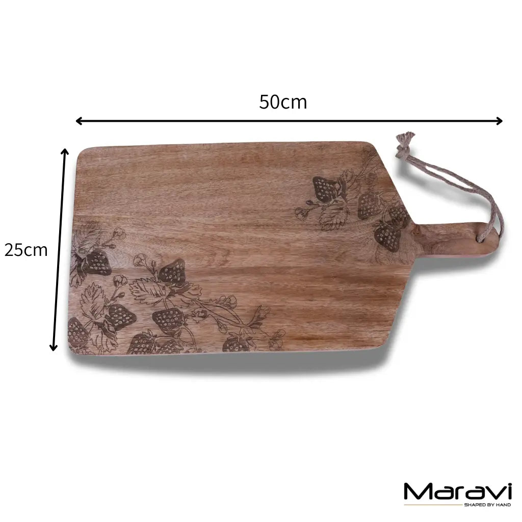 Thaniya Mango Wood Chopping Board Strawberry Design