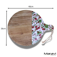 Thaniya Round Chopping Board 48cm Enamel Strawberry Field Design