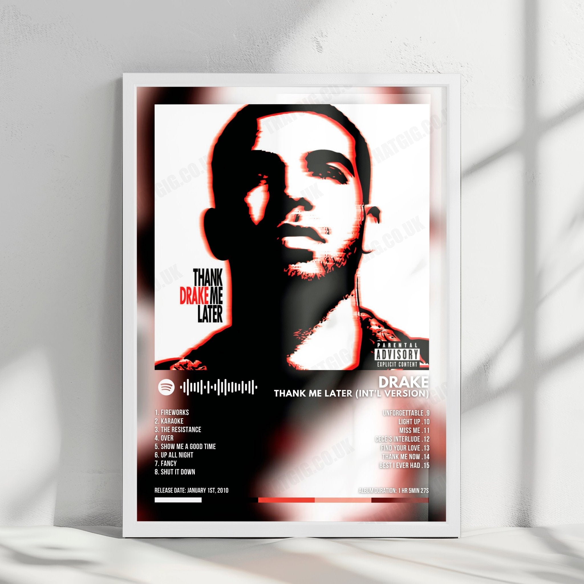 Drake "Thank Me Later (Int'l Version)" Album Cover Poster - with Complete Tracklist