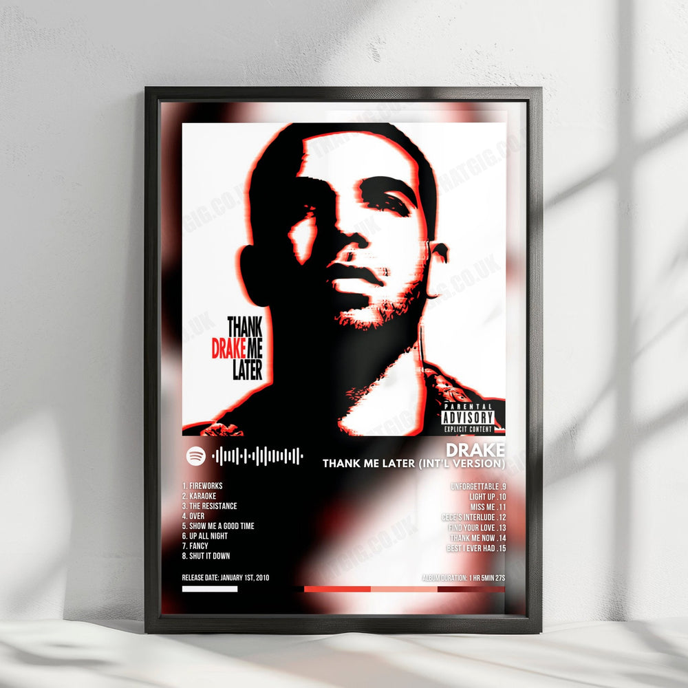 Drake "Thank Me Later (Int'l Version)" Album Cover Poster - with Complete Tracklist
